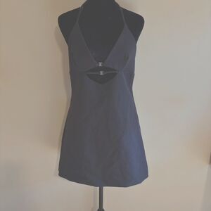 ZARA Black Cut Out Buckles Short Mini Halter Dress Medium NWT